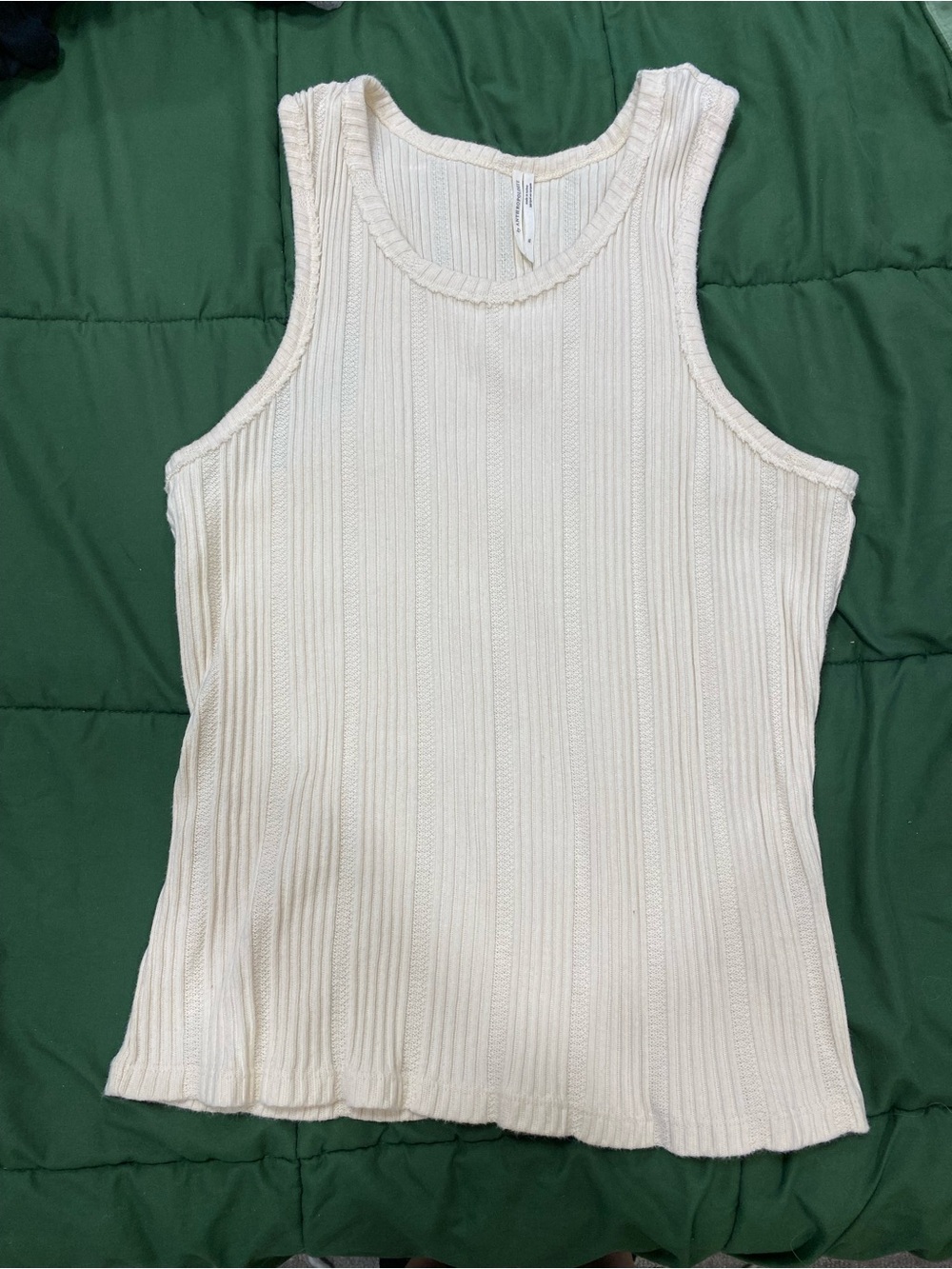 Anthropologie Cream Ribbed Scoop-Neck Tank